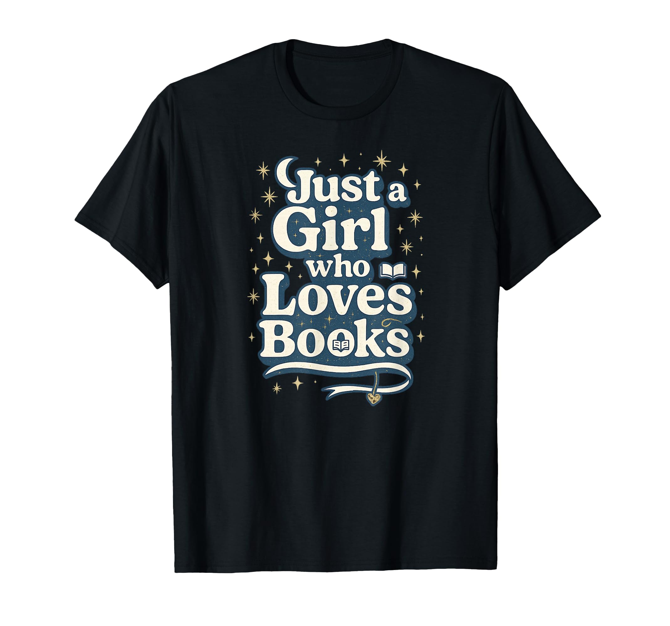 Just Who Loves Books Starry Moon Book T-Shirt - Custom Art Print Unisex - T-Shirt, Sweatshirt, Hoodie