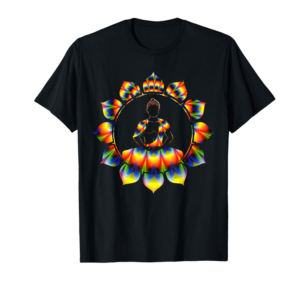 Meditating Buddha Rainbow Tie Dye T-Shirt - Aesthetic Graphic Unisex - T-Shirt, Sweatshirt, Hoodie