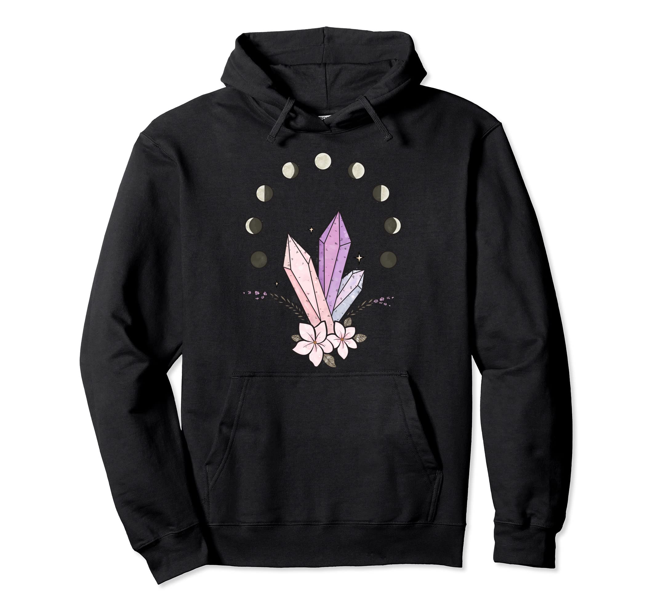 Healing Crystals Good Energy Moon Hoodie - Custom Art Print Men Women - T-Shirt, Sweatshirt, Hoodie
