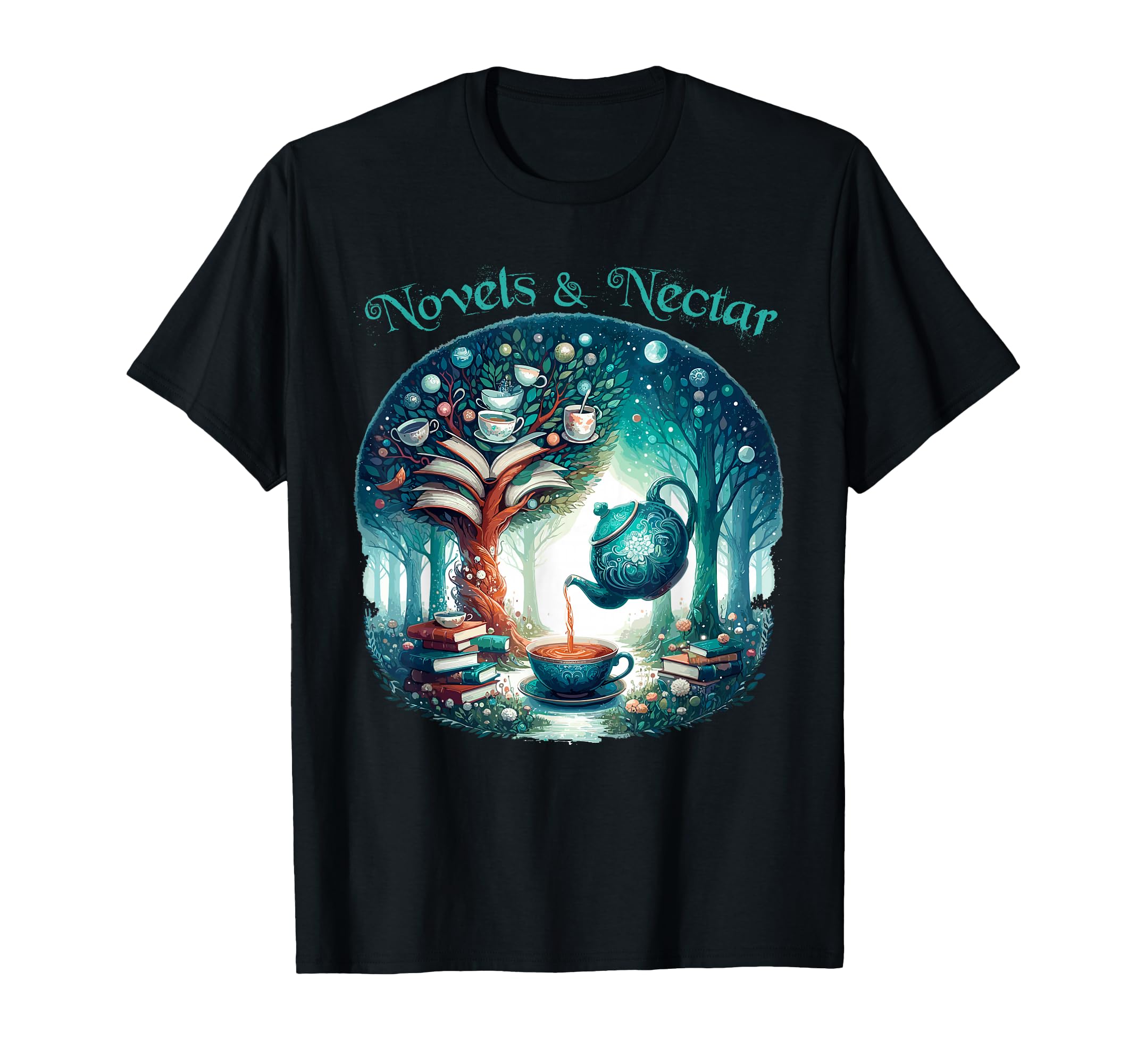 Reading Novel Tea Book Lover Bookworm T-Shirt - Graphic Print Unisex - T-Shirt, Sweatshirt, Hoodie