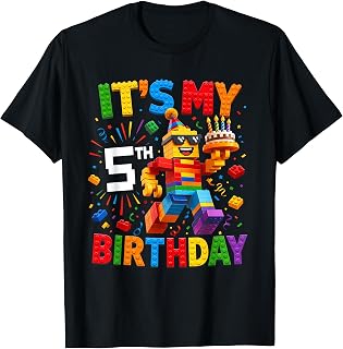It's My 5th Birthday Building Brick 5 Years Old Boys Kids T-Shirt Unisex T-shirt, Sweatshirt, Hoodie, Long Sleeve Tee - T-Shirt, Sweatshirt, Hoodie