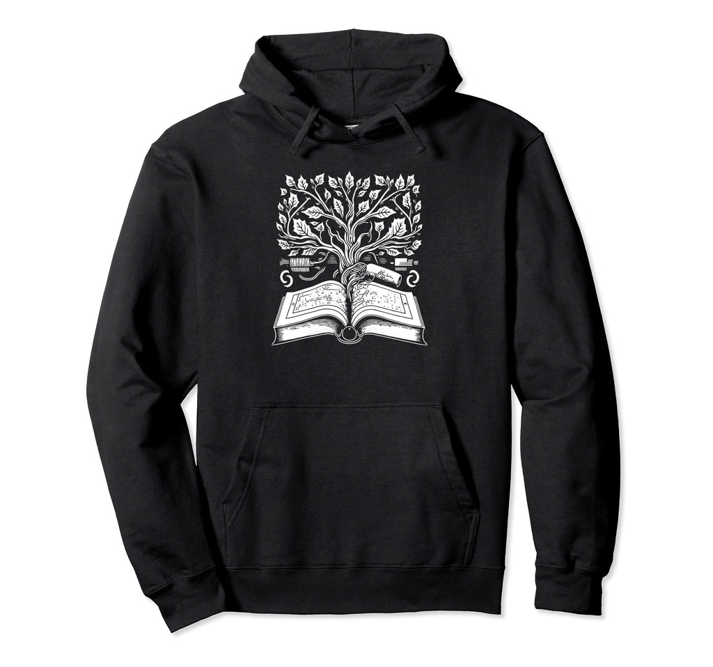 Tree Knowledge Book Lover Reader Hoodie - Minimalist Print Men Women - T-Shirt, Sweatshirt, Hoodie