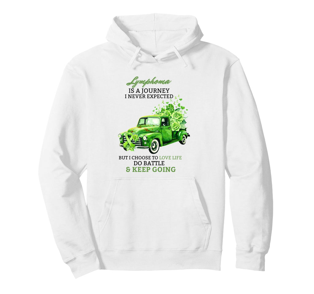 Lymphoma Green Ribbon Journey Truck Love Hoodie - Unique Graphic Men Women - T-Shirt, Sweatshirt, Hoodie