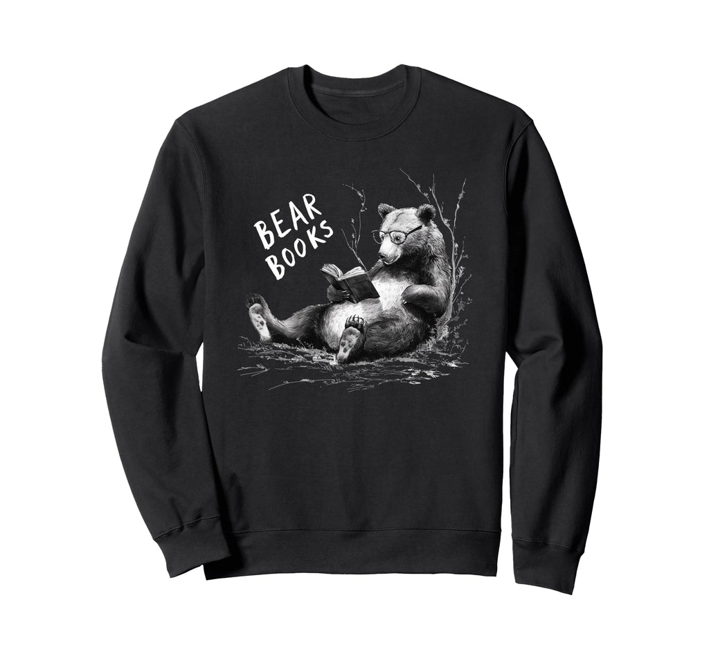 Book Lover Bear Cozy Reading Bear Sweatshirt - Custom Art Print Unisex - T-Shirt, Sweatshirt, Hoodie