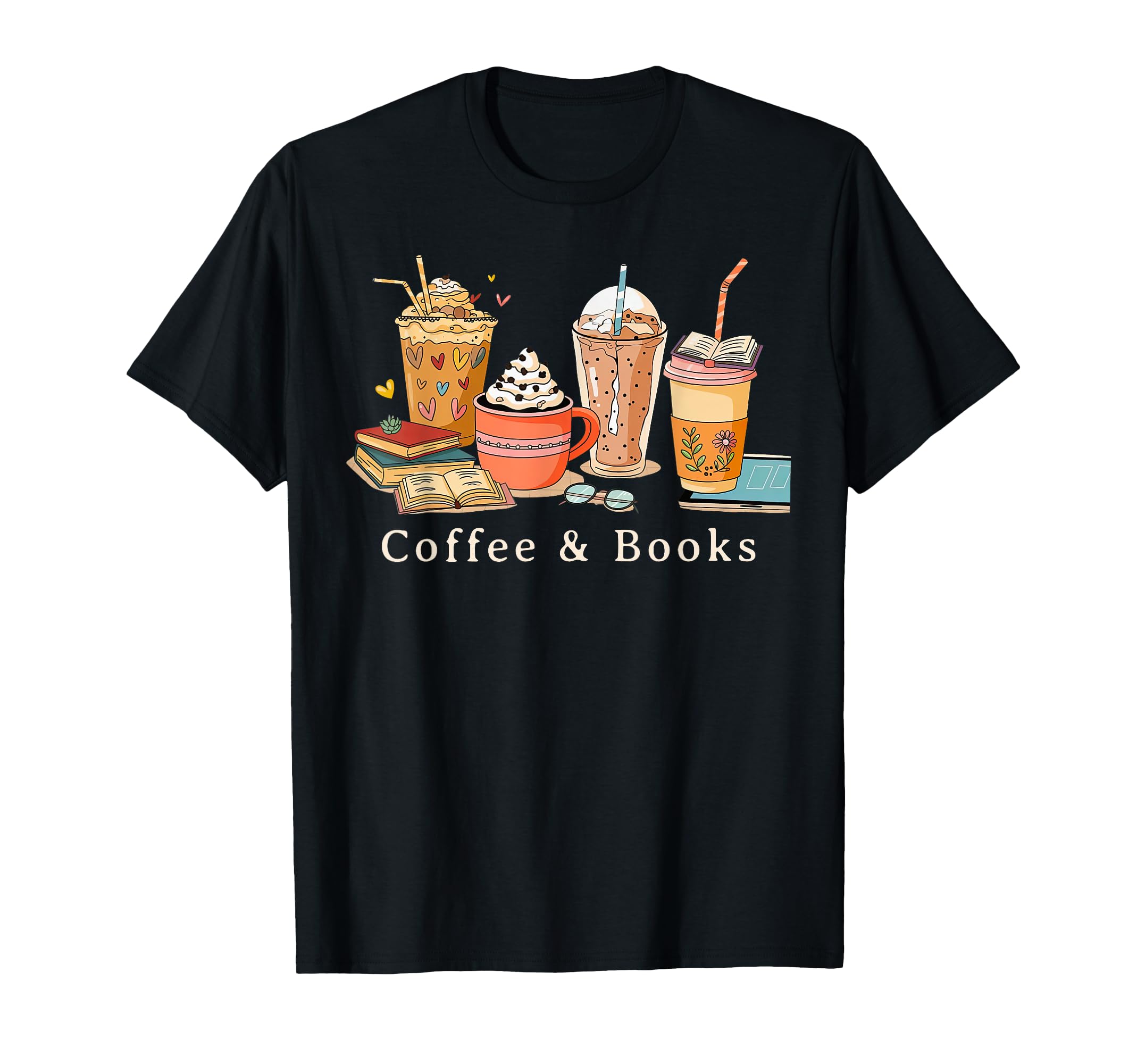 Coffee Books Librarian Bookworm Book T-Shirt - Minimalist Print Unisex - T-Shirt, Sweatshirt, Hoodie