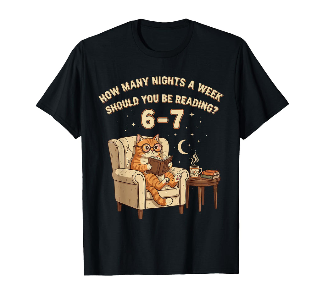 Funny Cat Reading 6 7 Meme English T-Shirt - Novelty Apparel Men Women - T-Shirt, Sweatshirt, Hoodie
