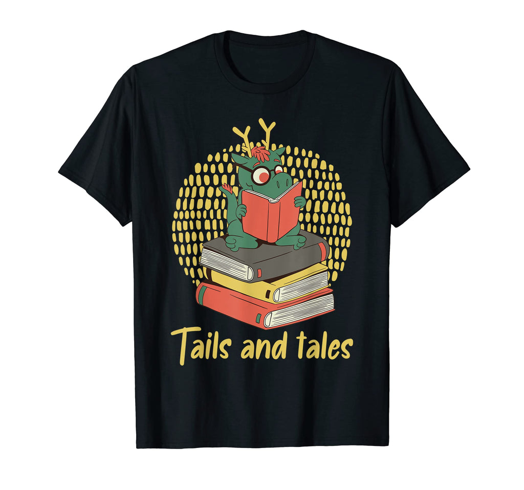 Tails And Tales Dragons Reading T-Shirt - Casual Everyday Wear Unisex - T-Shirt, Sweatshirt, Hoodie
