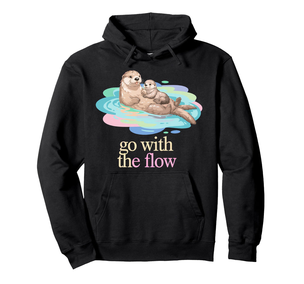 Flow Otter Parent Child Relax Hoodie - Trendy Graphic Men Women - T-Shirt, Sweatshirt, Hoodie
