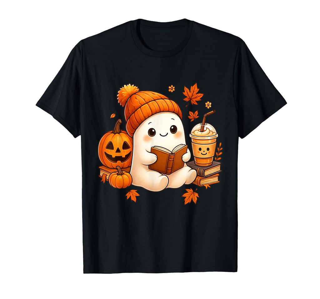 Ghost Reading Book Lovers Coffee T-Shirt - Minimalist Print for Adults - T-Shirt, Sweatshirt, Hoodie