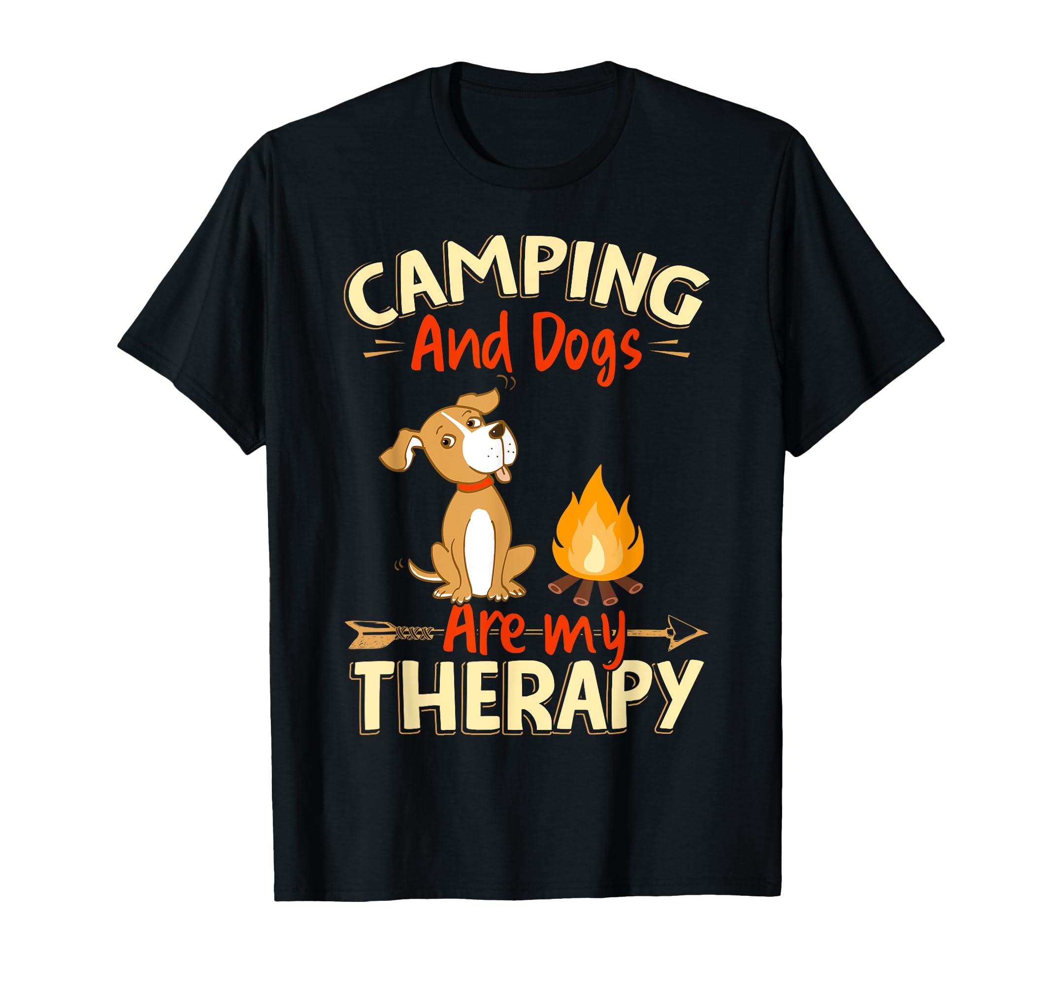 Camping And Dogs Are My Therapy Gift T-Shirt - Minimalist Print Unisex - T-Shirt, Sweatshirt, Hoodie
