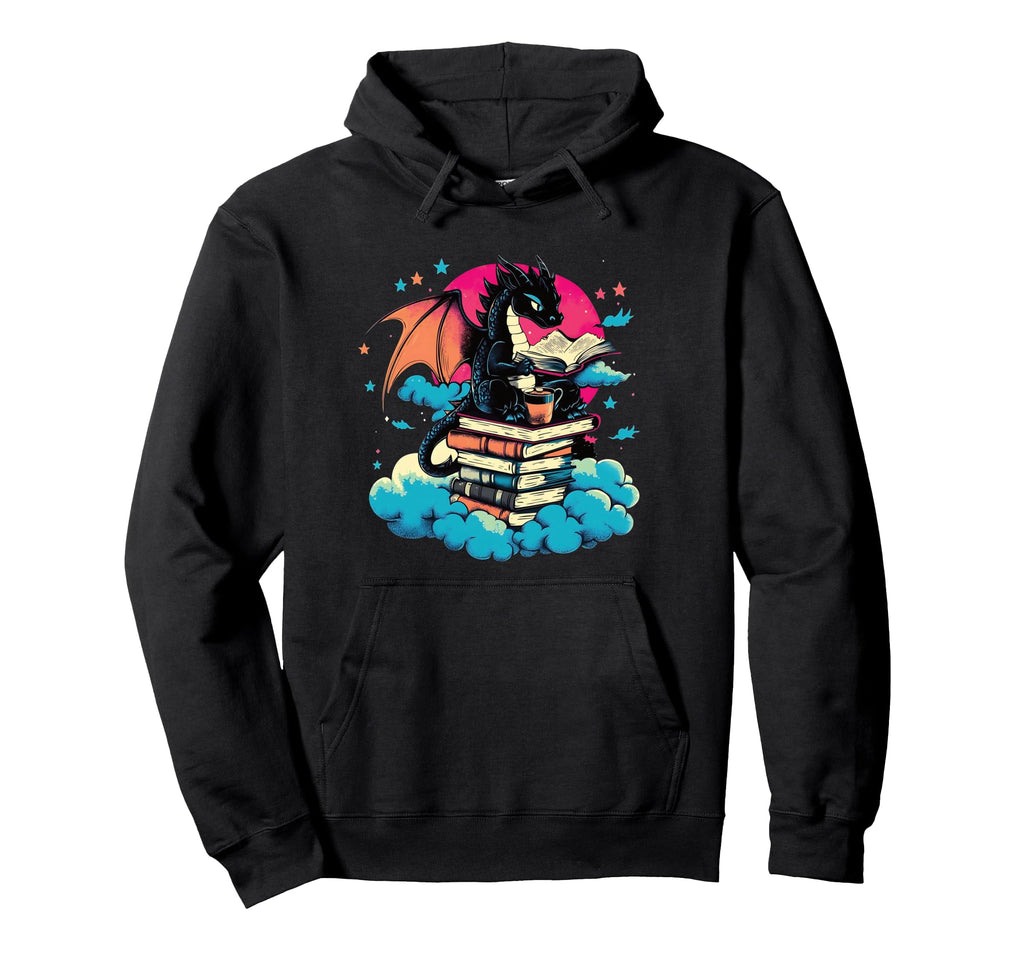 Dragon Reading Book Funny Reading Hoodie - Unique Graphic for Adults - T-Shirt, Sweatshirt, Hoodie