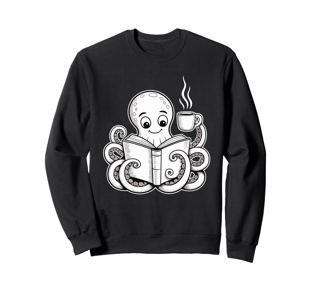 Reading Octopus Book Lover Meme Sweatshirt - Aesthetic Graphic Men Women - T-Shirt, Sweatshirt, Hoodie