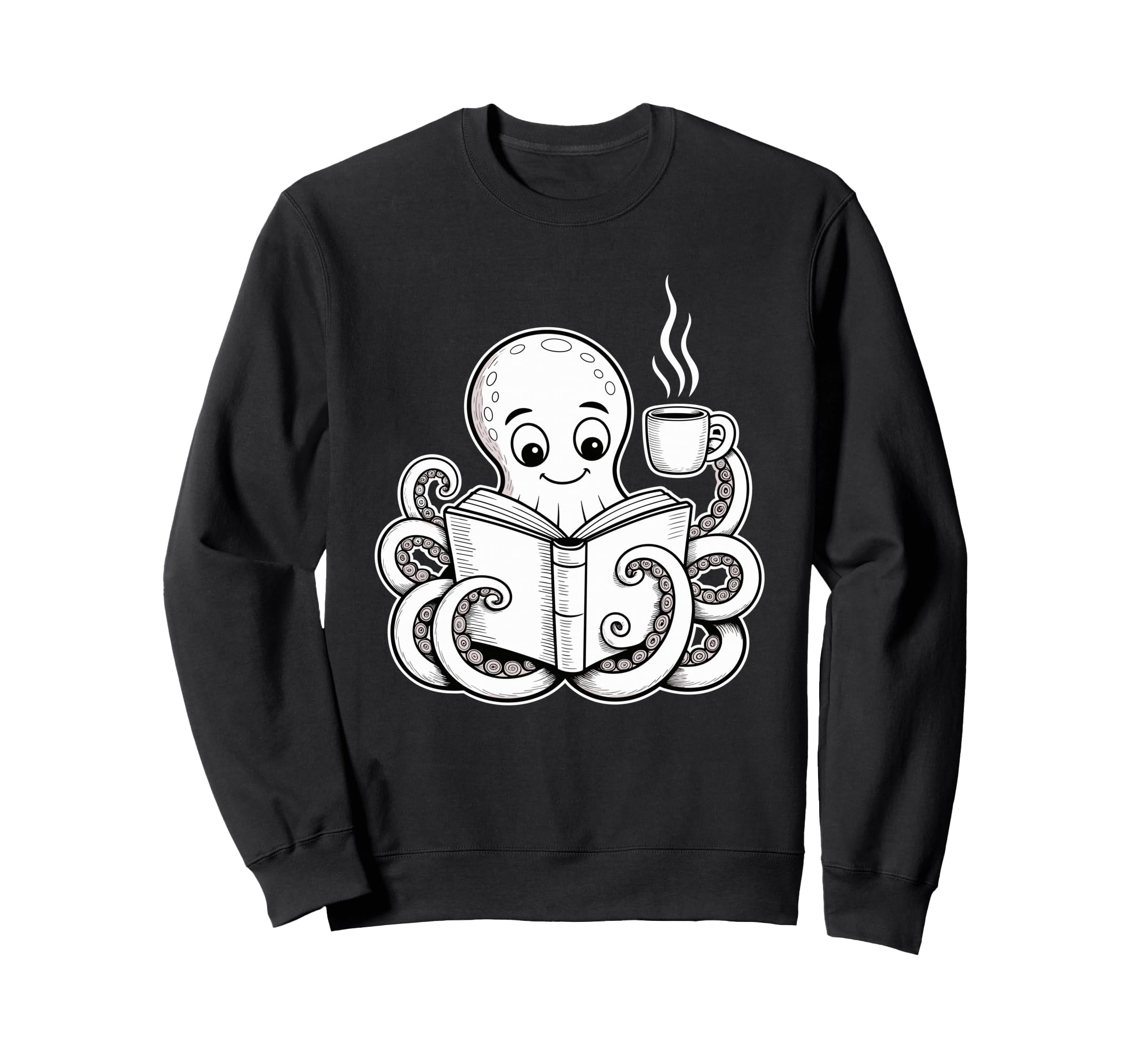 Reading Octopus Book Lover Meme Sweatshirt - Aesthetic Graphic Men Women - T-Shirt, Sweatshirt, Hoodie
