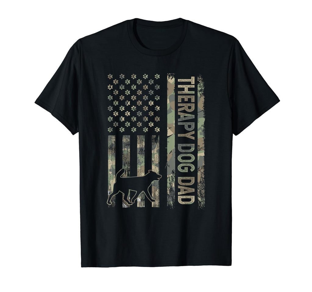 Therapy Dog Dad Camo Usa Flag T-Shirt - Aesthetic Graphic Unisex - T-Shirt, Sweatshirt, Hoodie