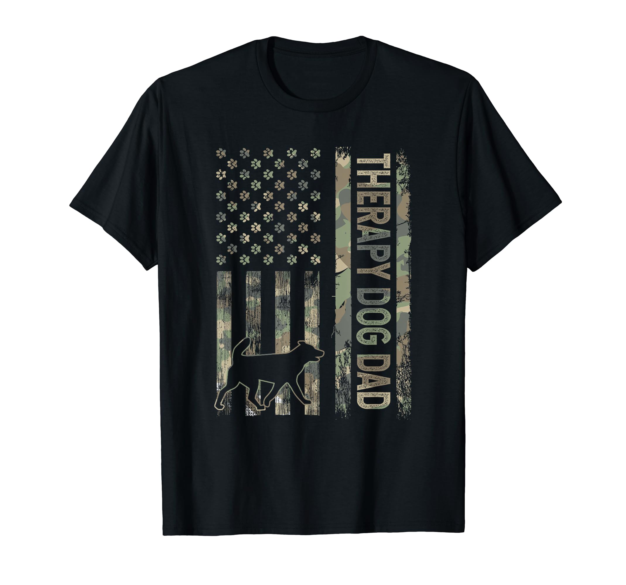 Therapy Dog Dad Camo Usa Flag T-Shirt - Aesthetic Graphic Unisex - T-Shirt, Sweatshirt, Hoodie