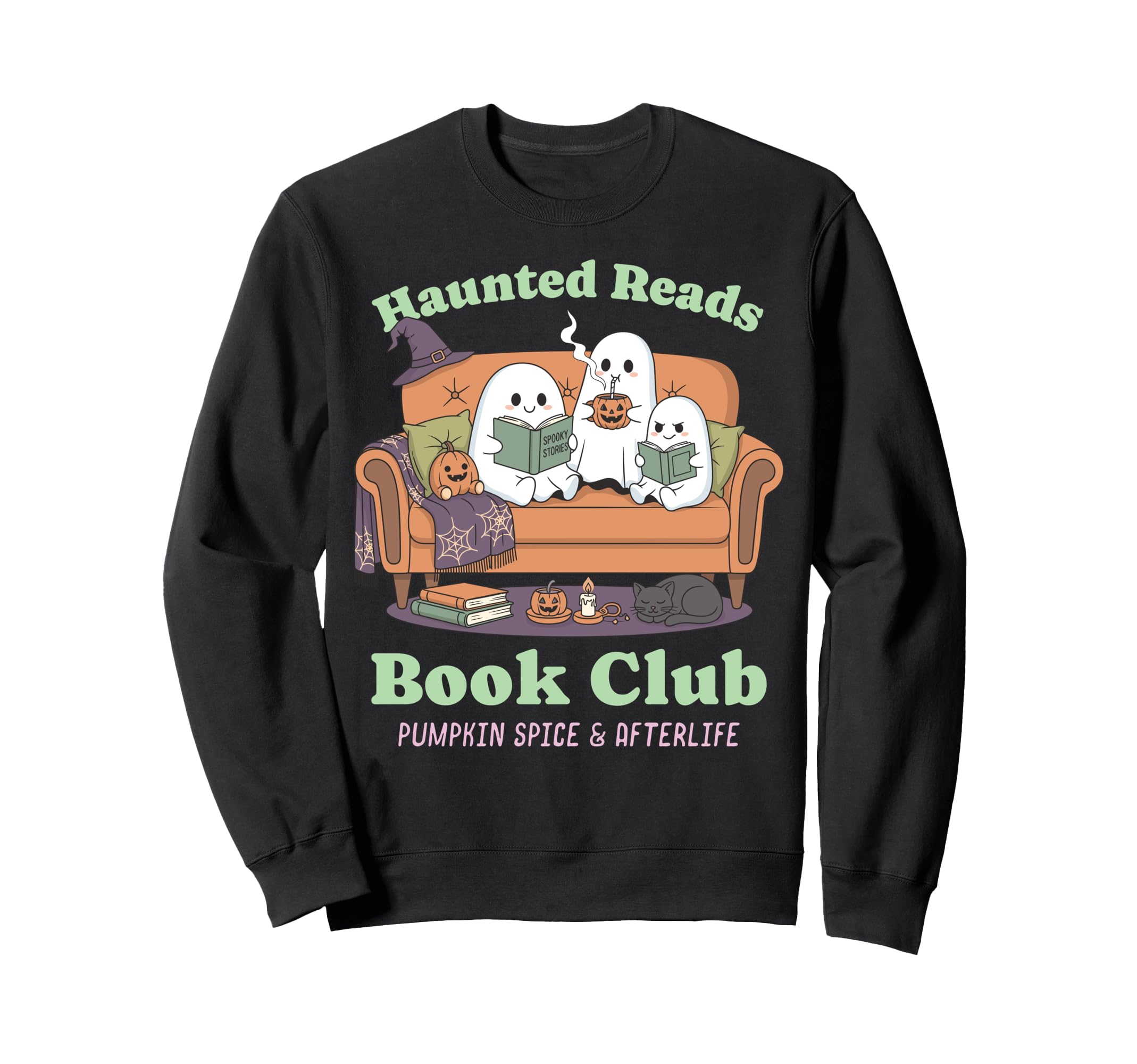 Bookish Ghost Reading Book Nerd Sweatshirt - Trendy Graphic Unisex - T-Shirt, Sweatshirt, Hoodie