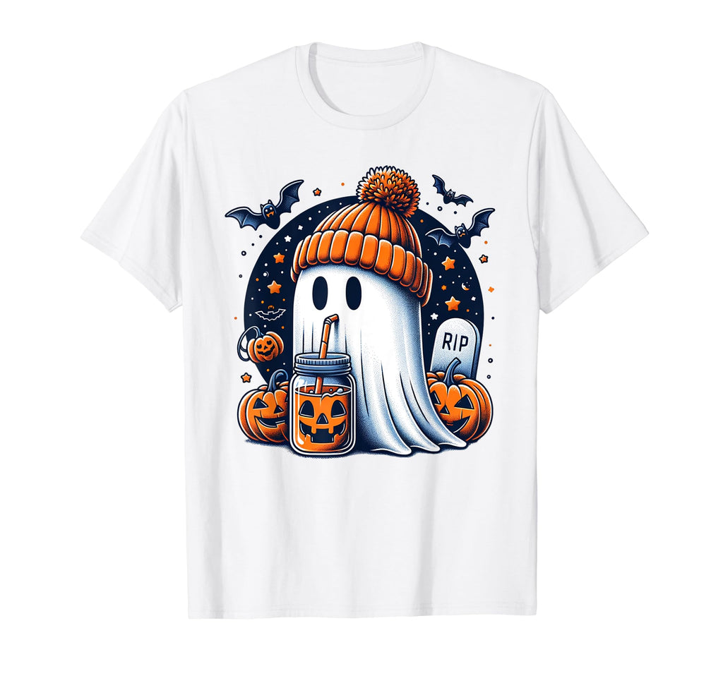Ghost Drinking Coffee Halloween T-Shirt - Casual Everyday Wear for Adults - T-Shirt, Sweatshirt, Hoodie