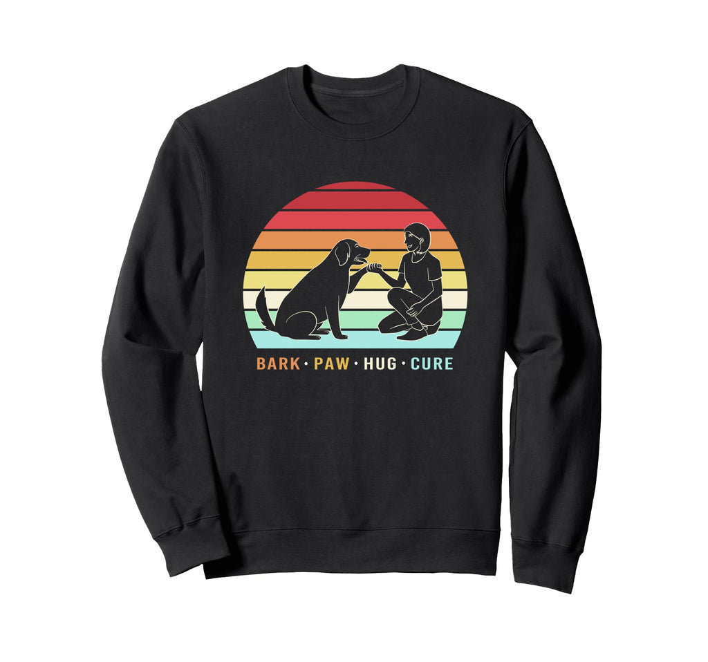 Dog Mom Silhouette Bark Paw Hug Sweatshirt - Custom Art Print Men Women - T-Shirt, Sweatshirt, Hoodie