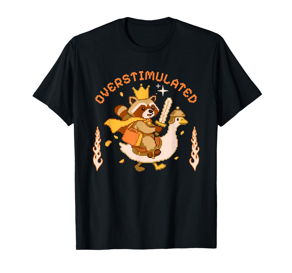 Overstimulated Funny Relatable Pixel Art T-Shirt - Graphic Print Men Women - T-Shirt, Sweatshirt, Hoodie