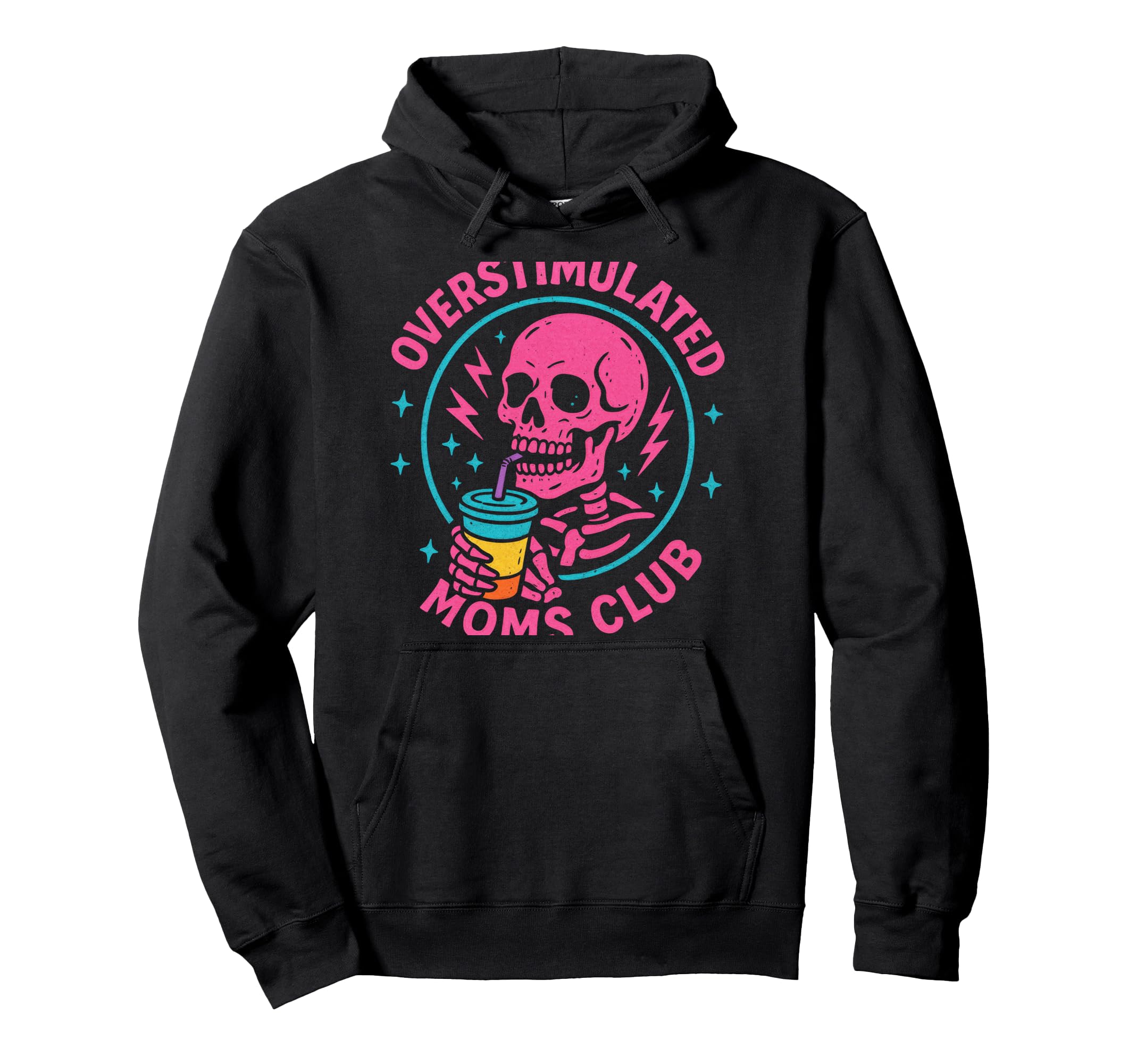 Overstimulated Moms Club Funny Skull Hoodie - Unique Graphic for Adults - T-Shirt, Sweatshirt, Hoodie