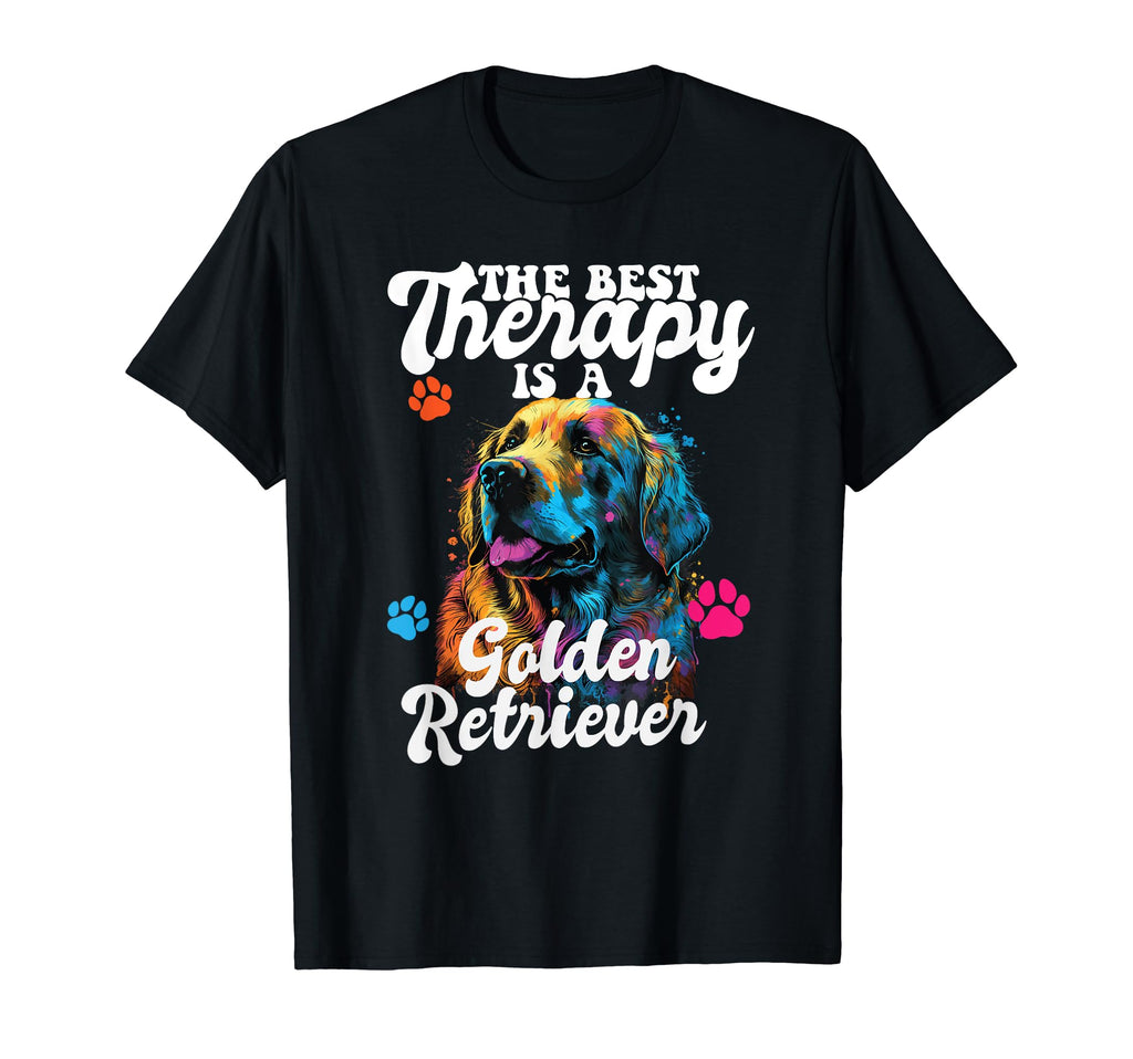 Best Therapy Is Golden Retriever Dog Mom T-Shirt - Graphic Print Unisex - T-Shirt, Sweatshirt, Hoodie