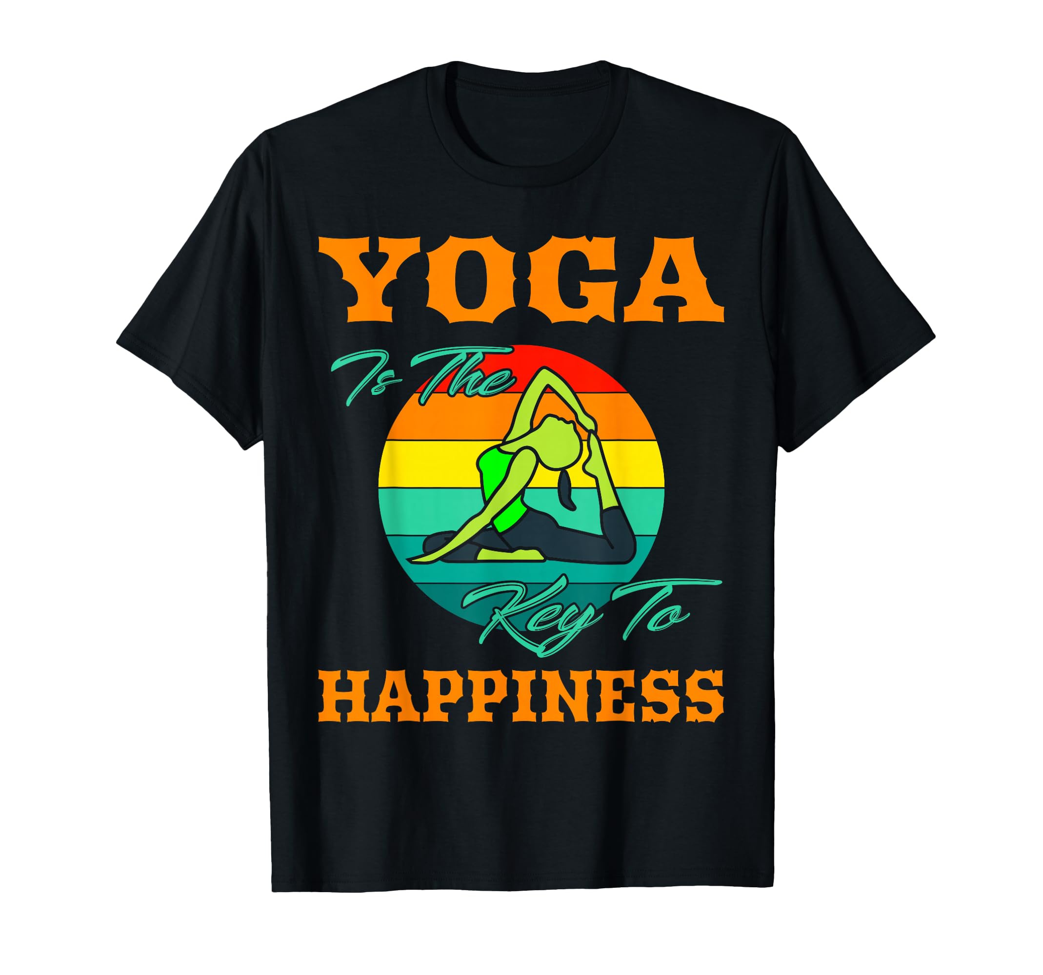 Yoga Is Key To Happiness Sunset Yoga T-Shirt - Novelty Apparel Men Women - T-Shirt, Sweatshirt, Hoodie