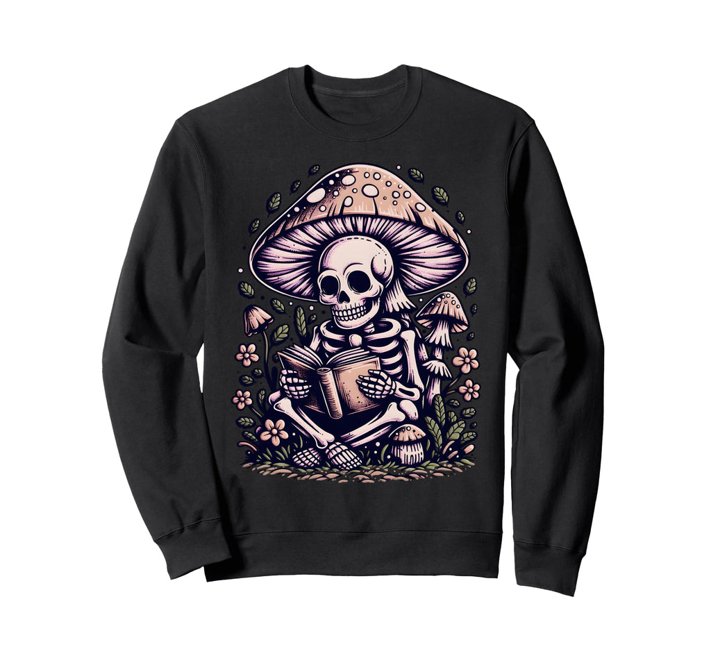 Floral Mushroom Skeleton Sweatshirt - Casual Everyday Wear for Adults - T-Shirt, Sweatshirt, Hoodie