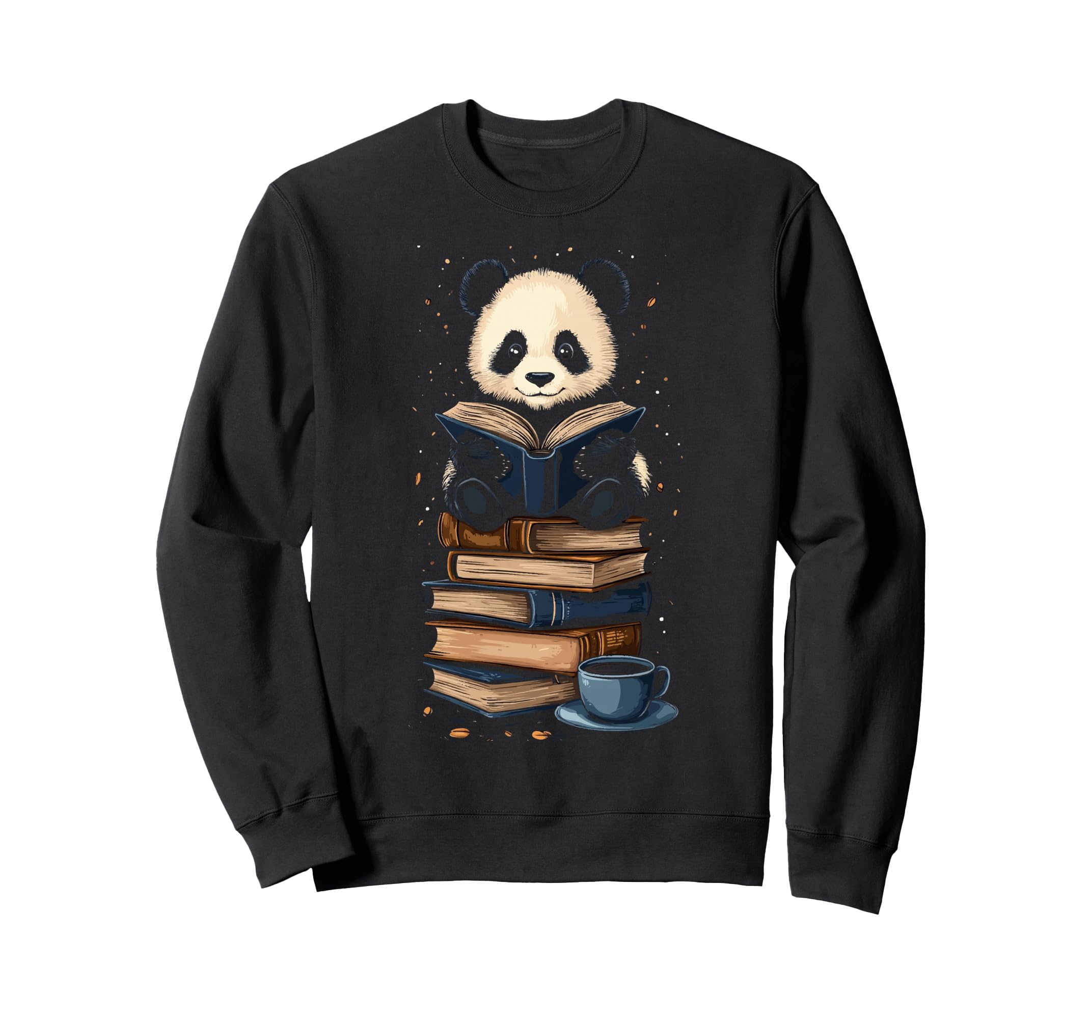 Panda Reading Books Coffee Bookworm Sweatshirt - Unique Graphic Men Women - T-Shirt, Sweatshirt, Hoodie