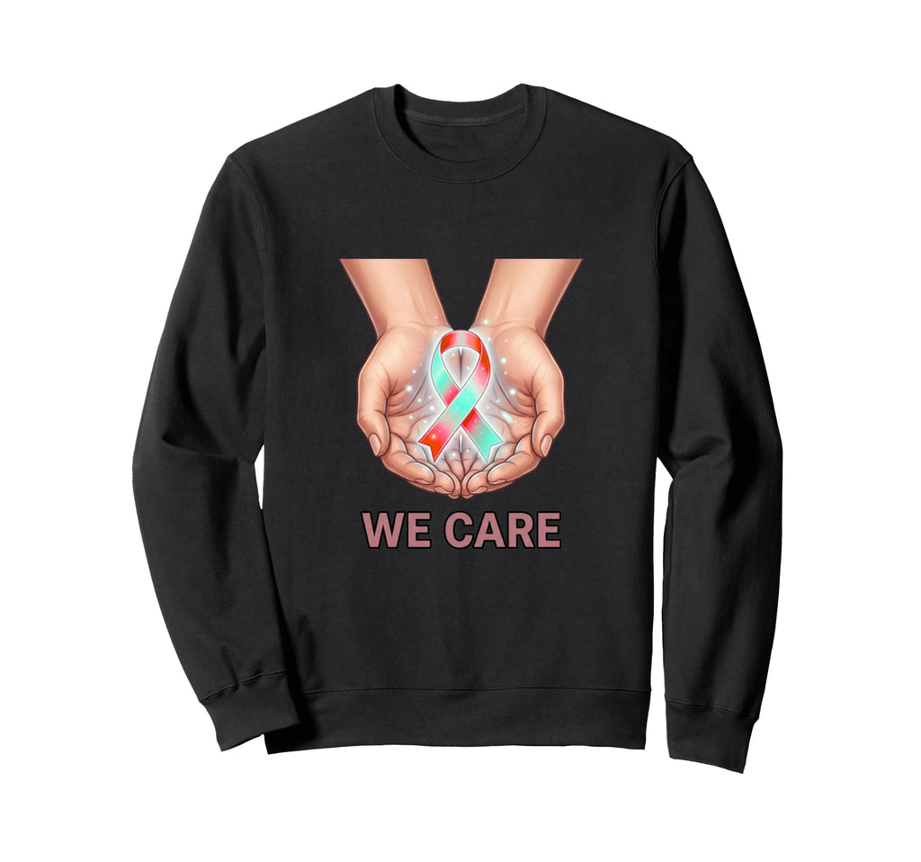 We Care Hands Ribbon Support Sweatshirt - Aesthetic Graphic Men Women - T-Shirt, Sweatshirt, Hoodie