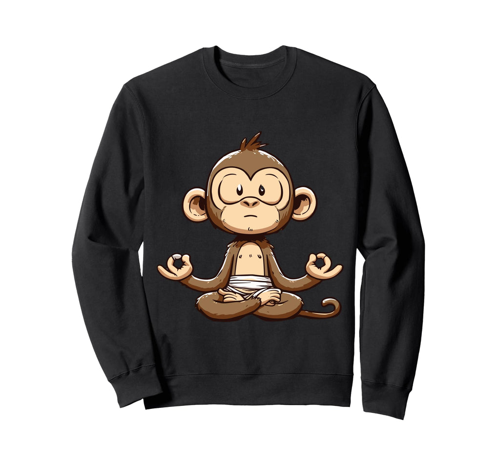 Meditation Monkey Yoga Pose Sweatshirt - Fun Novelty Design Men Women - T-Shirt, Sweatshirt, Hoodie
