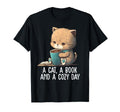 Cat Book And Cozy Day Book Lover Book Nerd T-Shirt - Unique Graphic Unisex - T-Shirt, Sweatshirt, Hoodie