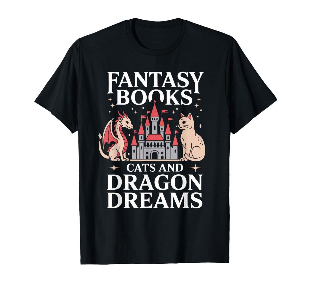 Fantasy Book Cats And Dragon Dreams T-Shirt - Aesthetic Graphic Men Women - T-Shirt, Sweatshirt, Hoodie