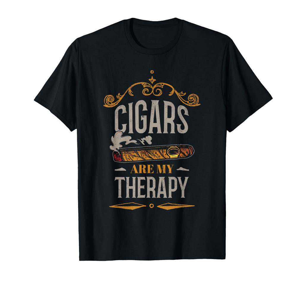 Cigars Are My Therapy Funny Cigar T-Shirt - Custom Art Print Unisex - T-Shirt, Sweatshirt, Hoodie