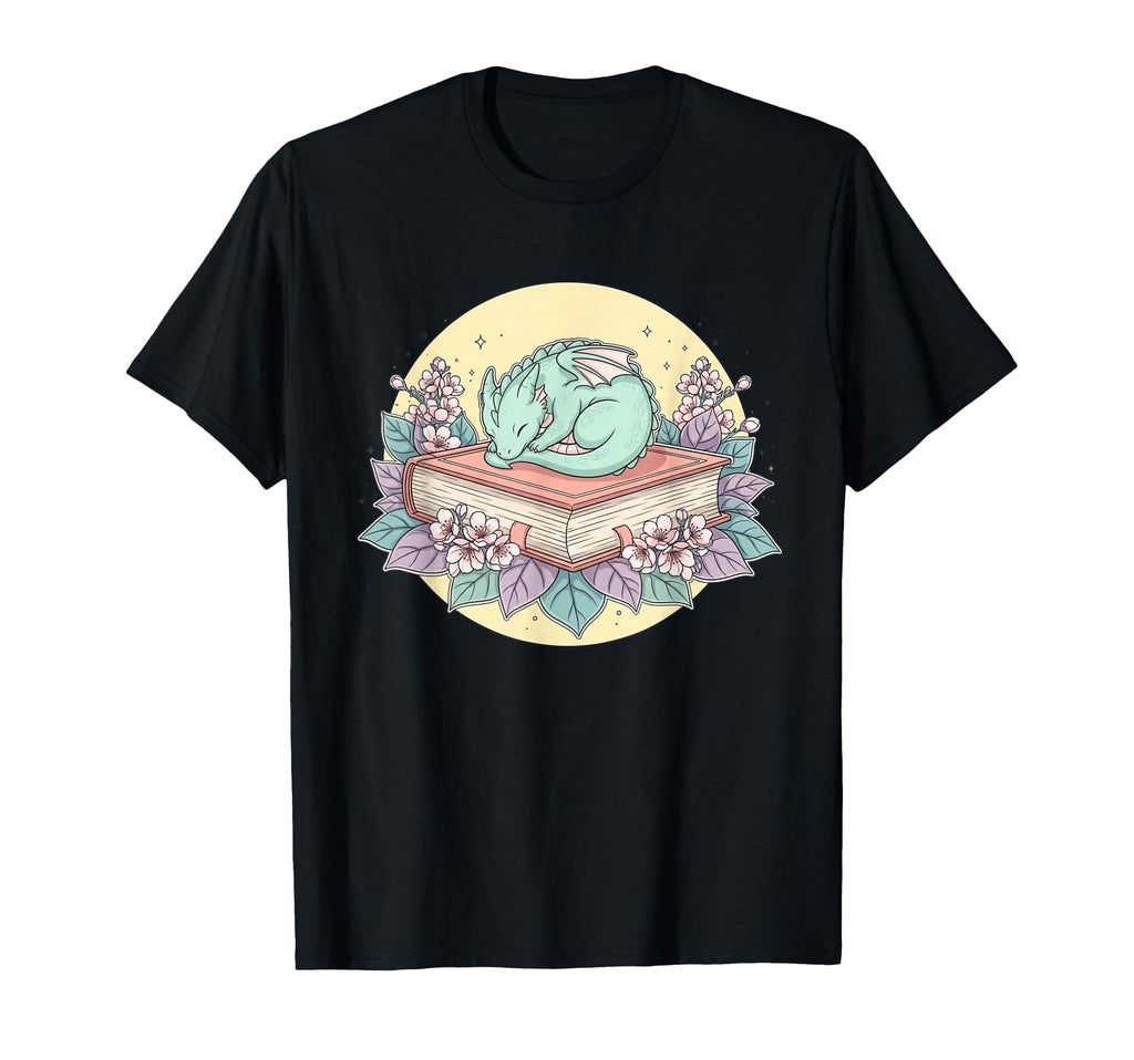 Sleeping Dragon Book Floral Fantasy T-Shirt - Streetwear Style Men Women - T-Shirt, Sweatshirt, Hoodie