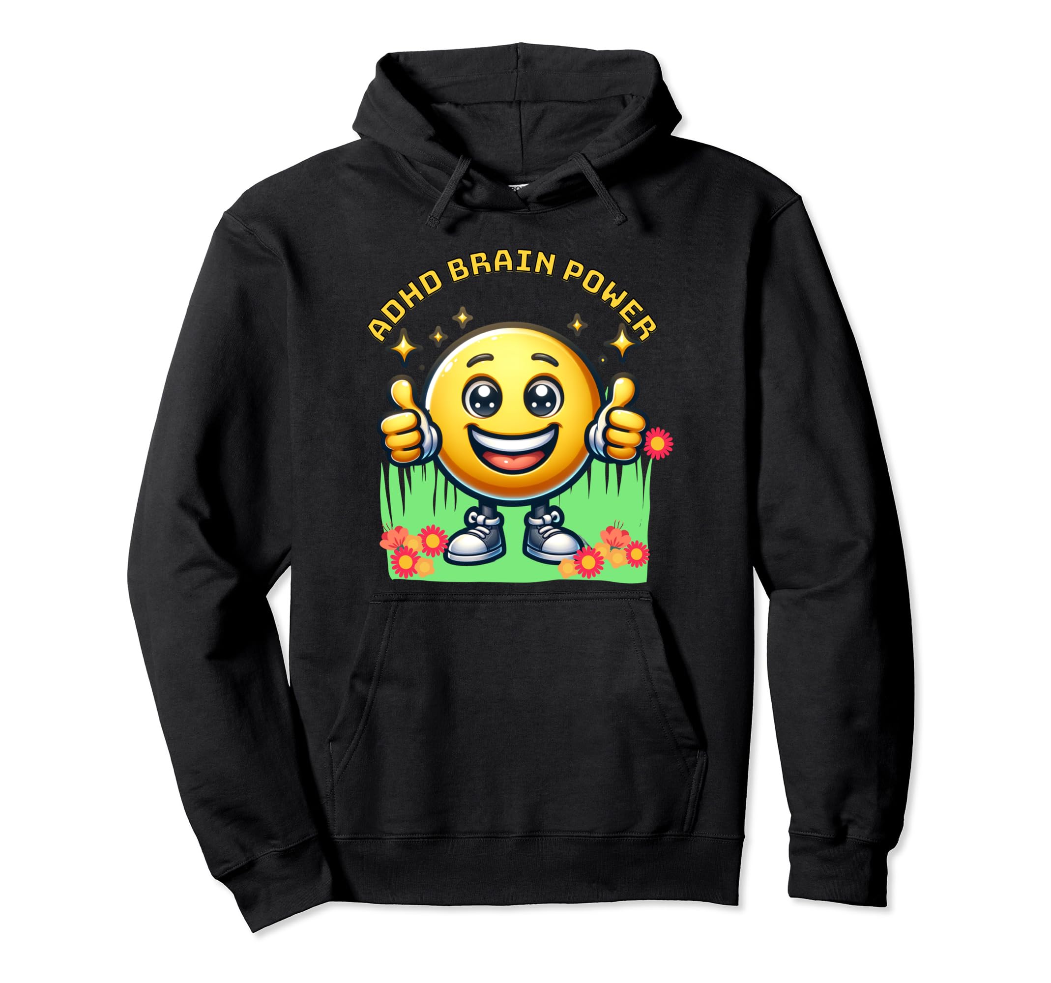 Adhd Brain Power Smilie Face Funny Hoodie - Novelty Apparel Men Women - T-Shirt, Sweatshirt, Hoodie