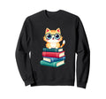 Funny Book Cat Librarian Nerd Kitty Sweatshirt - Trendy Graphic for Adults - T-Shirt, Sweatshirt, Hoodie
