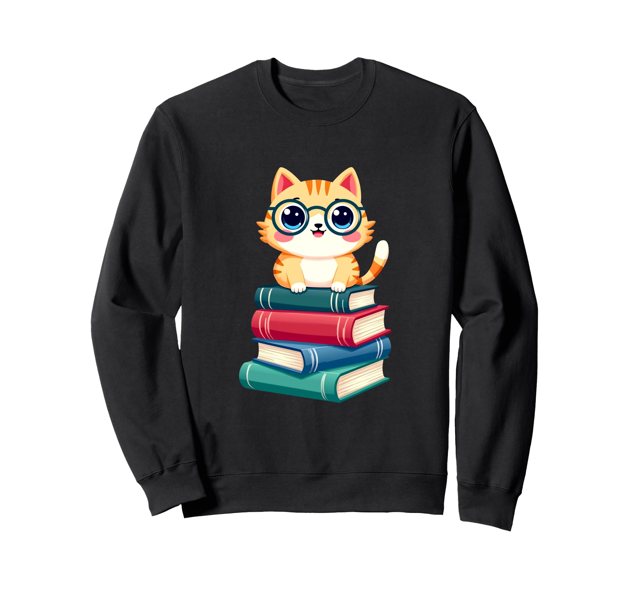 Funny Book Cat Librarian Nerd Kitty Sweatshirt - Trendy Graphic for Adults - T-Shirt, Sweatshirt, Hoodie