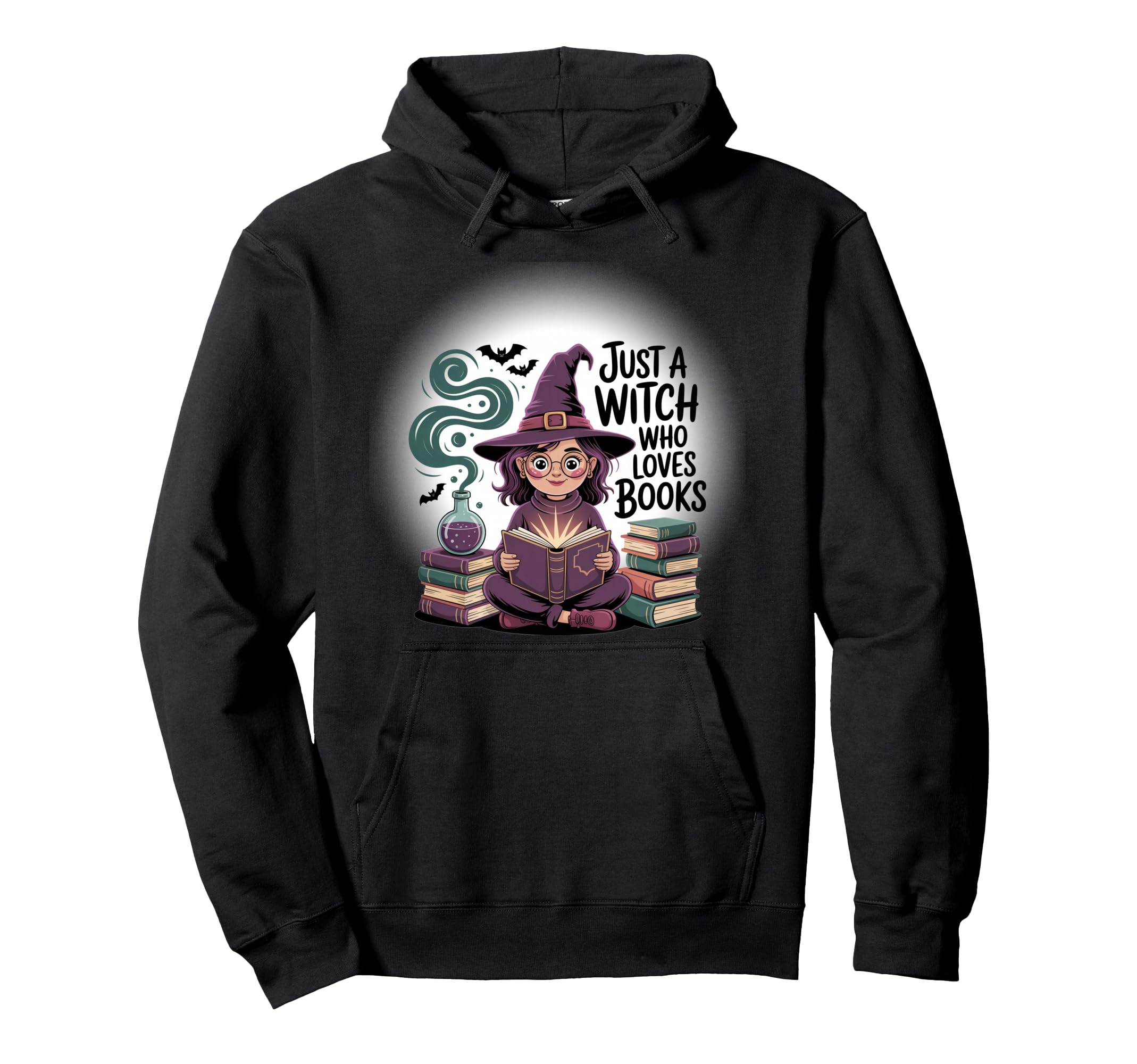 Book Lover Just Witch Who Loves Books Hoodie - Minimalist Print for Adults - T-Shirt, Sweatshirt, Hoodie