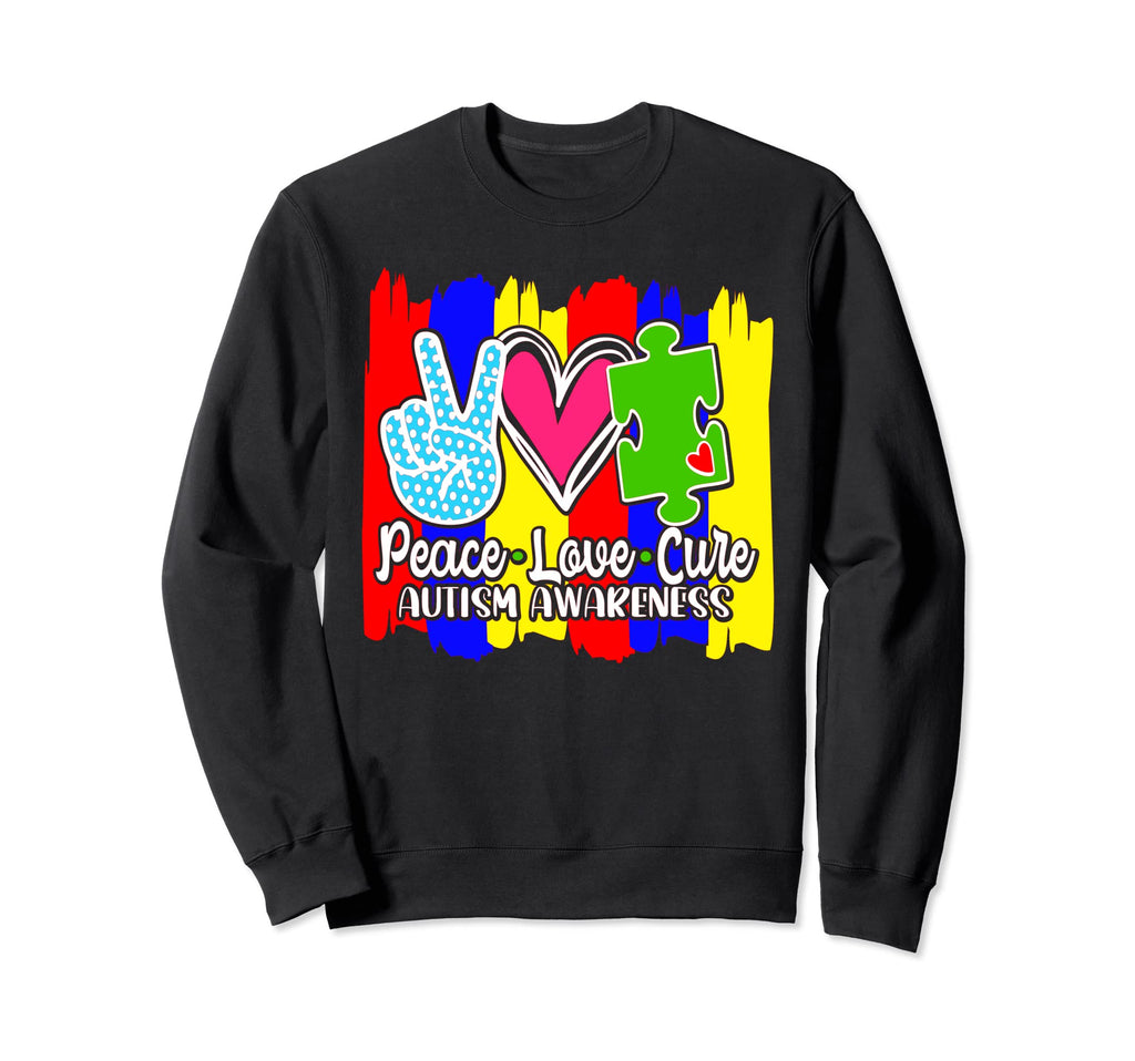 Peace Love Cure Autism Awareness Sweatshirt - Trendy Graphic Men Women - T-Shirt, Sweatshirt, Hoodie
