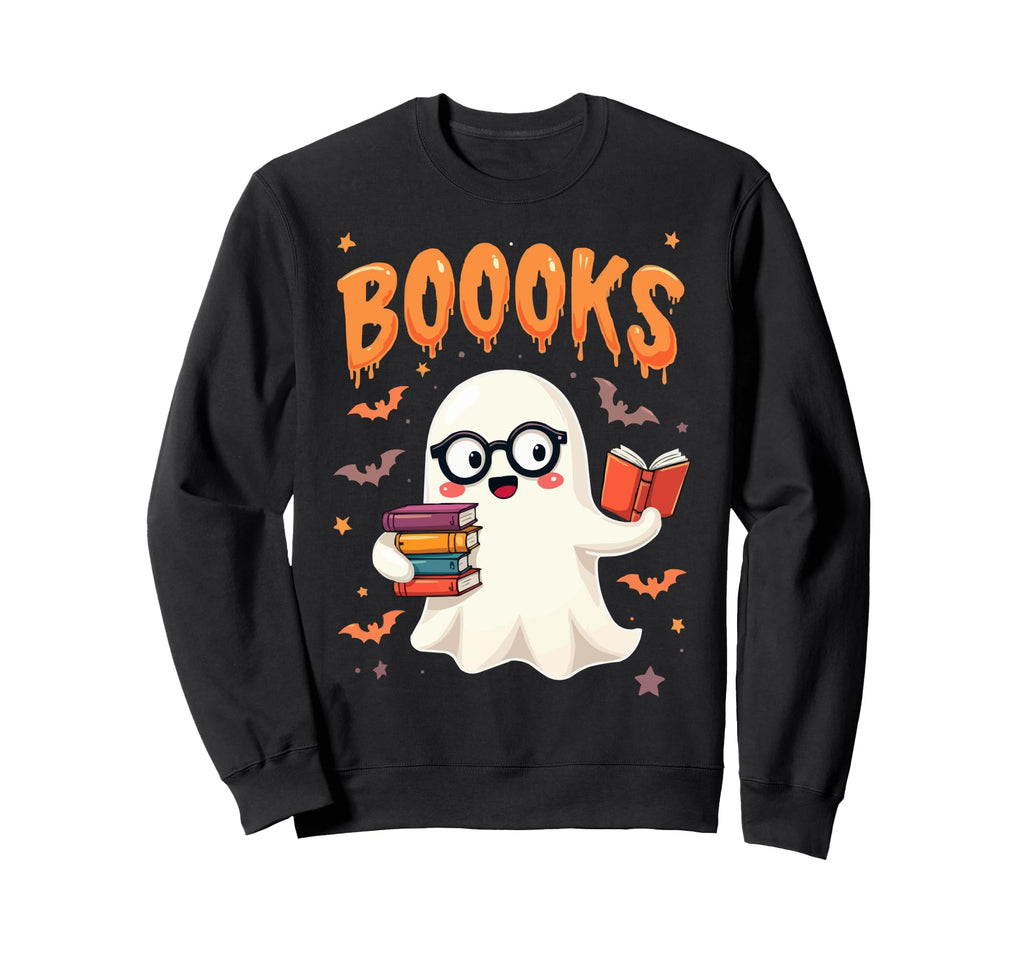 Funny Nerd Ghost Book Lover Sweatshirt - Unique Graphic Men Women - T-Shirt, Sweatshirt, Hoodie