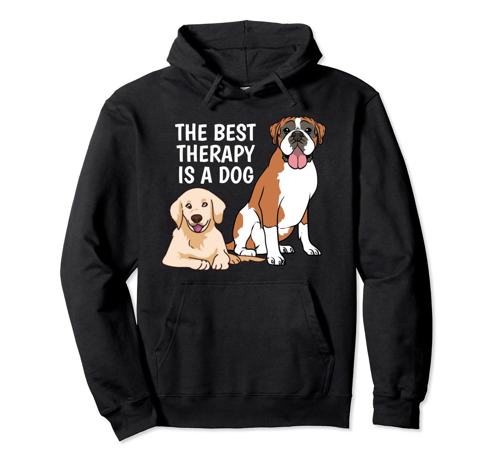 Best Therapy Is Dog Boxer Golden Hoodie - Casual Everyday Wear Unisex - T-Shirt, Sweatshirt, Hoodie