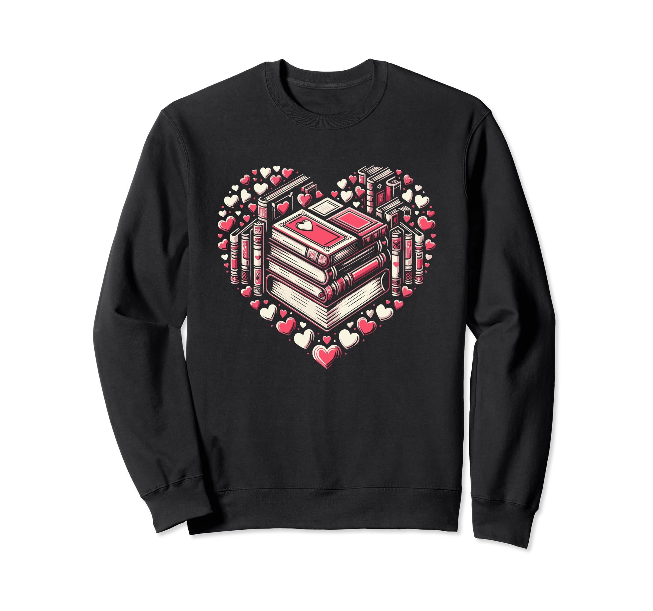 Heart Book Reading Books Sweatshirt - Fun Novelty Design for Adults - T-Shirt, Sweatshirt, Hoodie