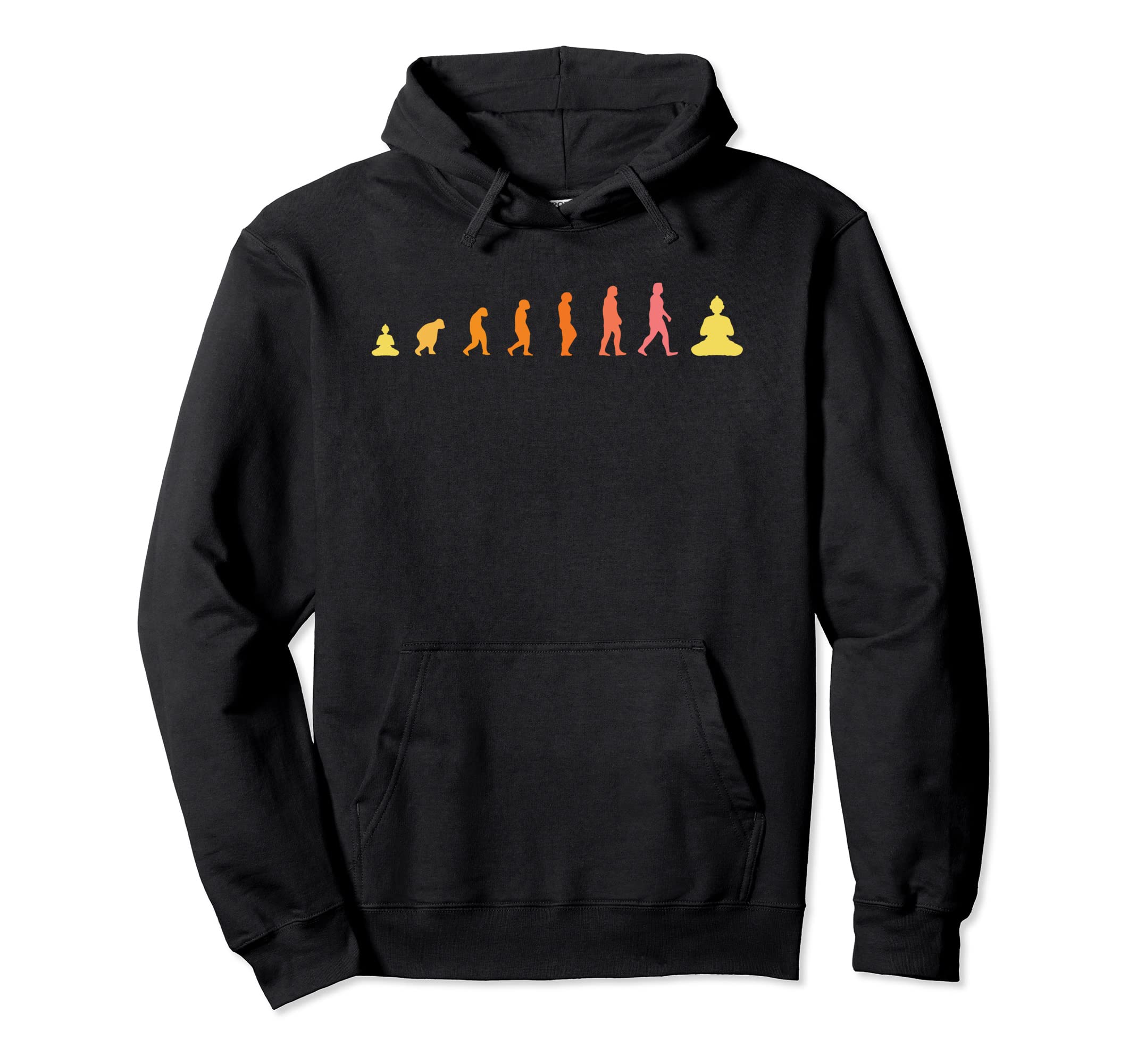 Zen Buddha Evolution Mindfulness Hoodie - Fun Novelty Design for Adults - T-Shirt, Sweatshirt, Hoodie
