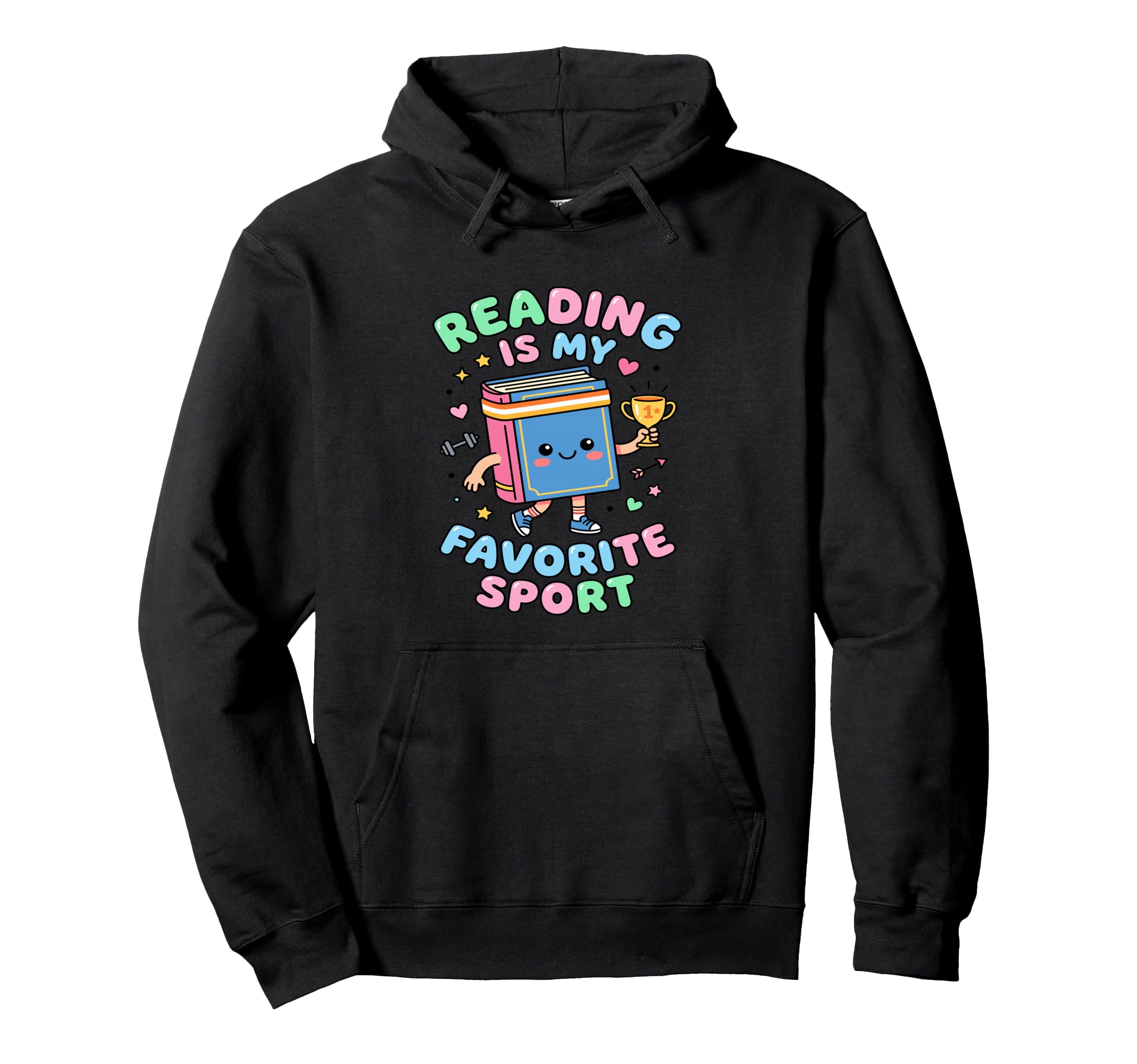 Reading Is My Favorite Sport Kawaii Hoodie - Unique Graphic Men Women - T-Shirt, Sweatshirt, Hoodie