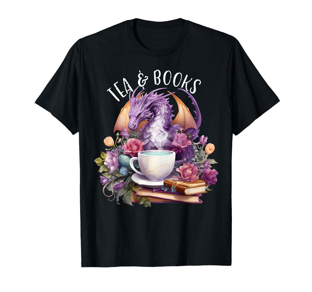Dragons Tea Books Bookworm Fantasy T-Shirt - Fun Novelty Design Unisex - T-Shirt, Sweatshirt, Hoodie