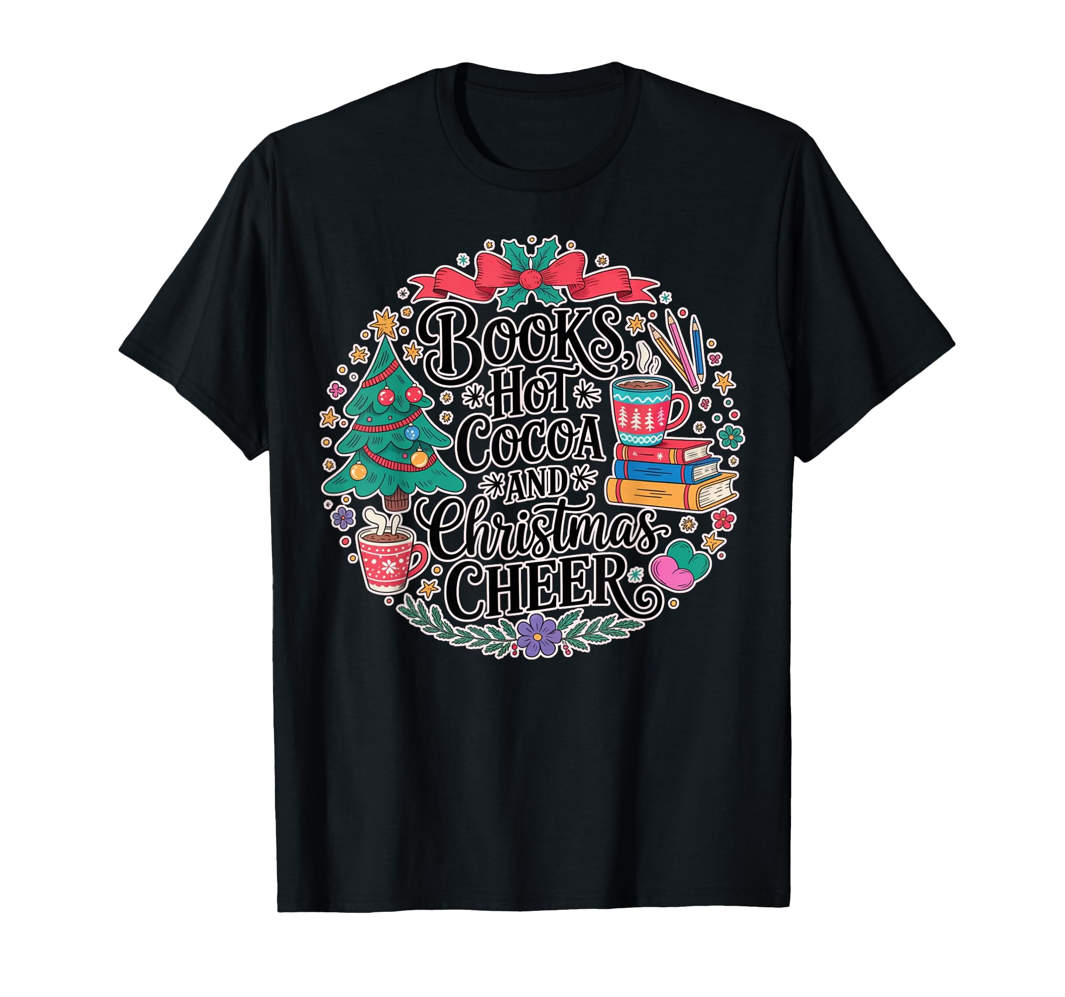 Books Hot Cocoa And Cheer X Mas Book T-Shirt - Trendy Graphic for Adults - T-Shirt, Sweatshirt, Hoodie