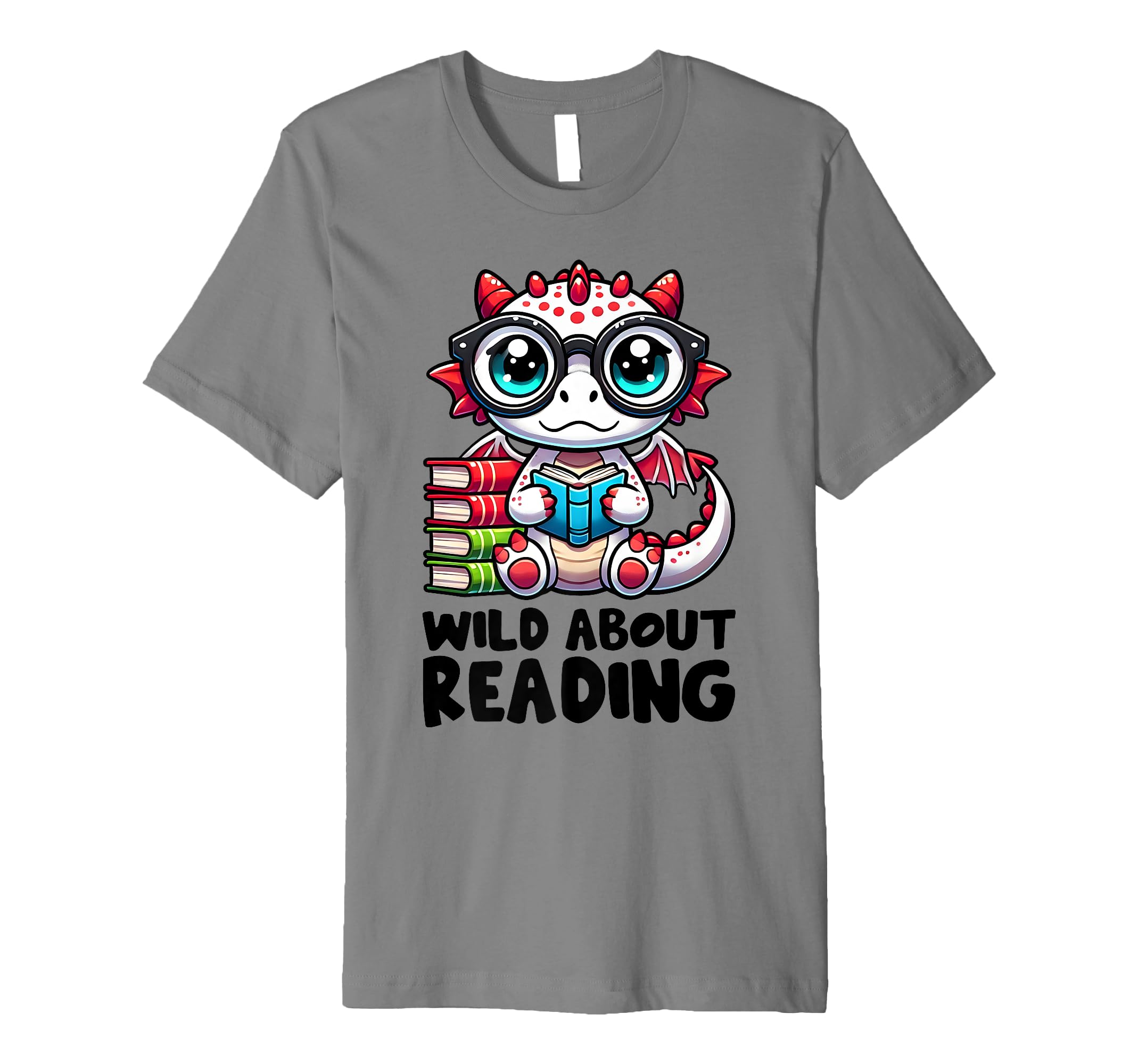 Wild About Reading Book Lover Dragon T-Shirt - Minimalist Print for Adults - T-Shirt, Sweatshirt, Hoodie