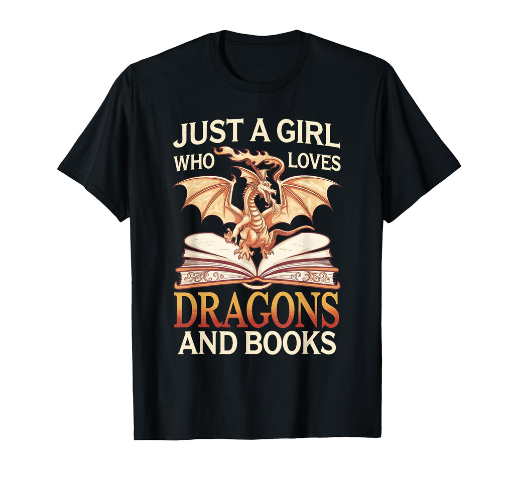 Just Who Loves Dragons And Books T-Shirt - Aesthetic Graphic for Adults - T-Shirt, Sweatshirt, Hoodie