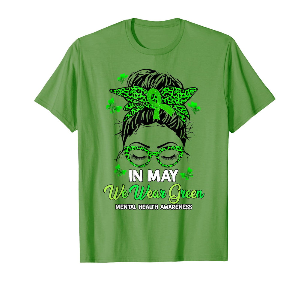 May We Wear Green Messy Bun Mental T-Shirt - Custom Art Print Unisex - T-Shirt, Sweatshirt, Hoodie