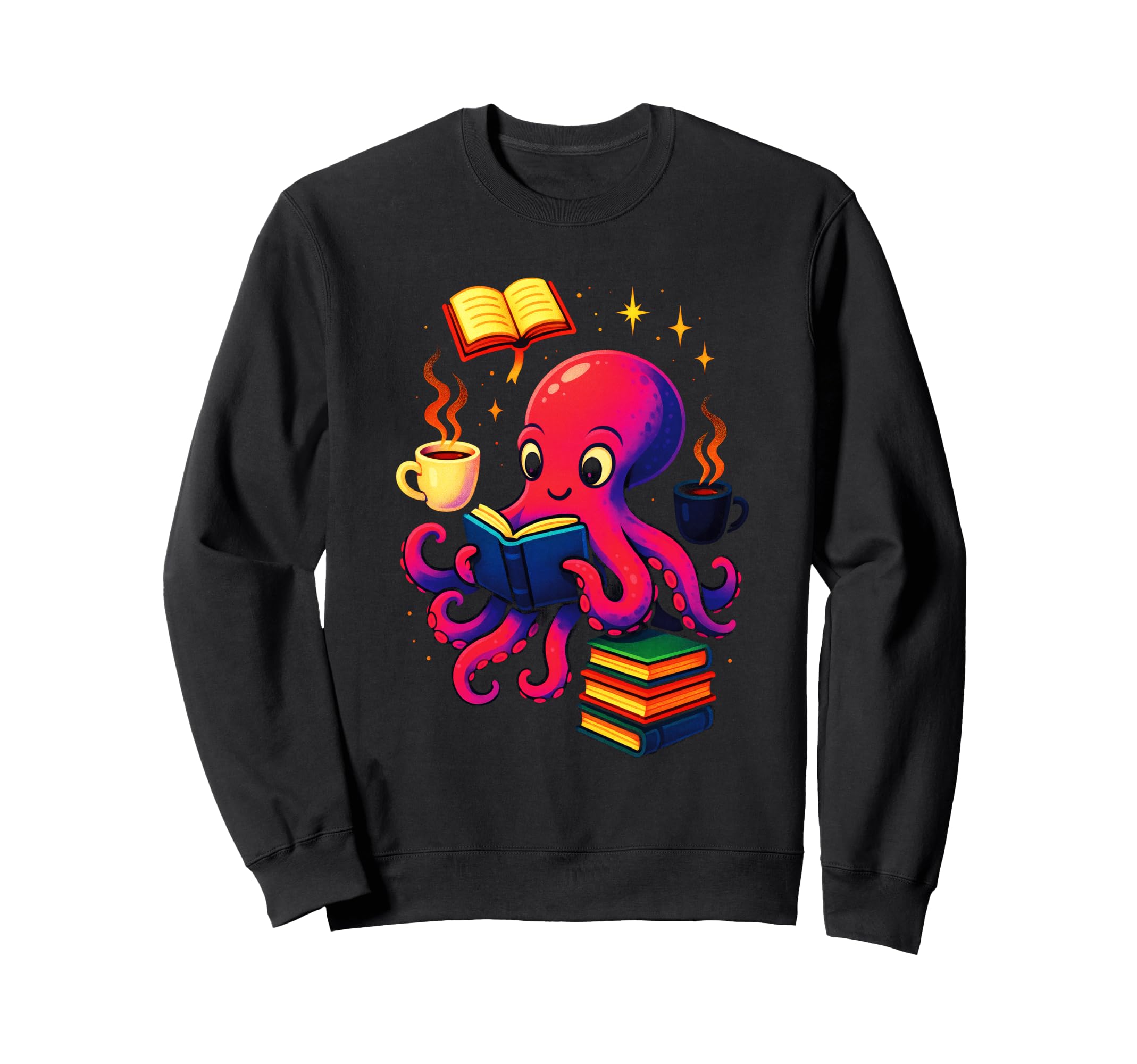 Bookish Octopus Bibliophile Coffee Sweatshirt - Novelty Apparel Unisex - T-Shirt, Sweatshirt, Hoodie